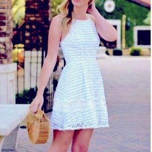 J. by JOA Light Blue and White Striped Lace Dress NWT